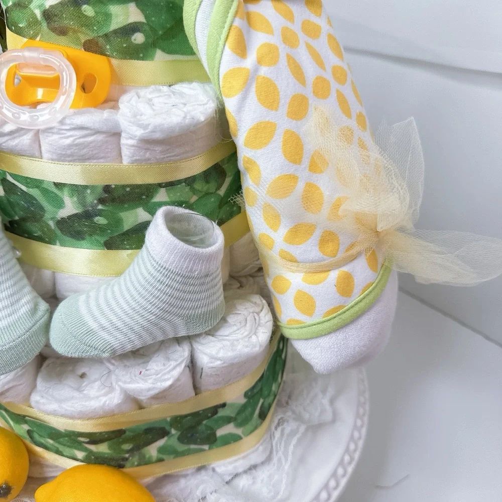 Lemon-Themed Diaper Cake